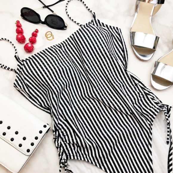 J. Crew Other - J. Crew Black & White Seersucker Ruched Tie Suit